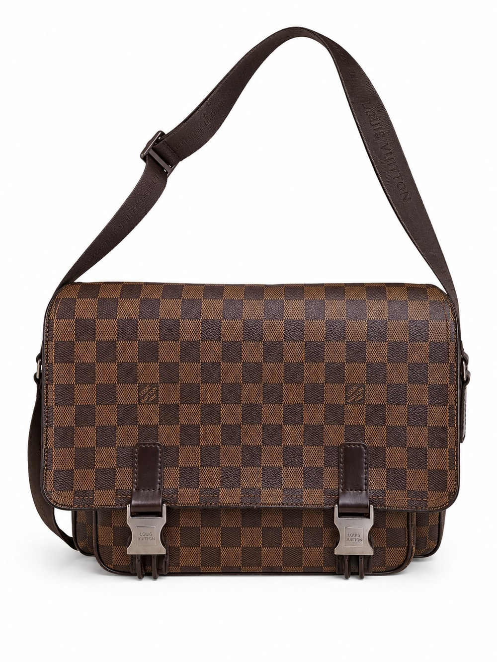 Louis Vuitton Brown Damier Ebene Messenger Bag with Buckle Closures